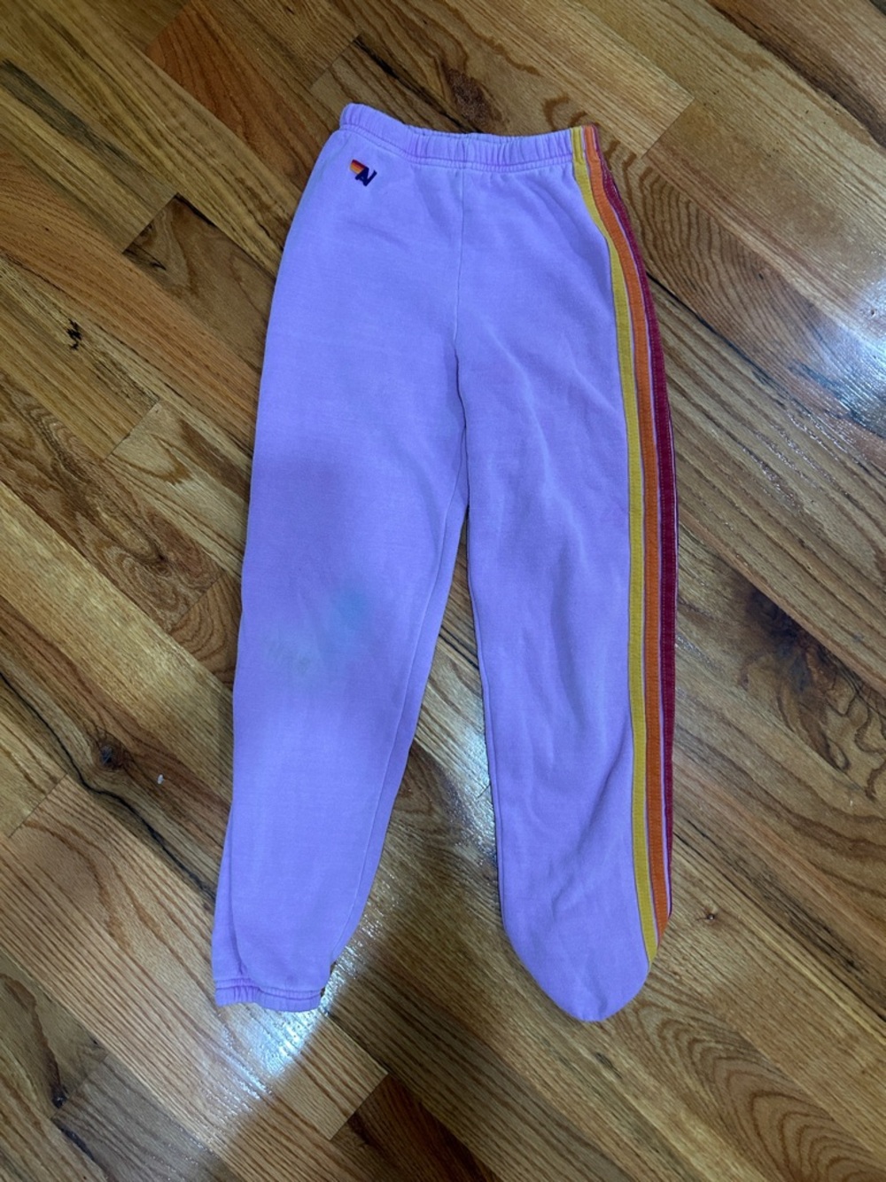 Aviator Nation Lavender Kids Joggers with Rainbow Side Stripes